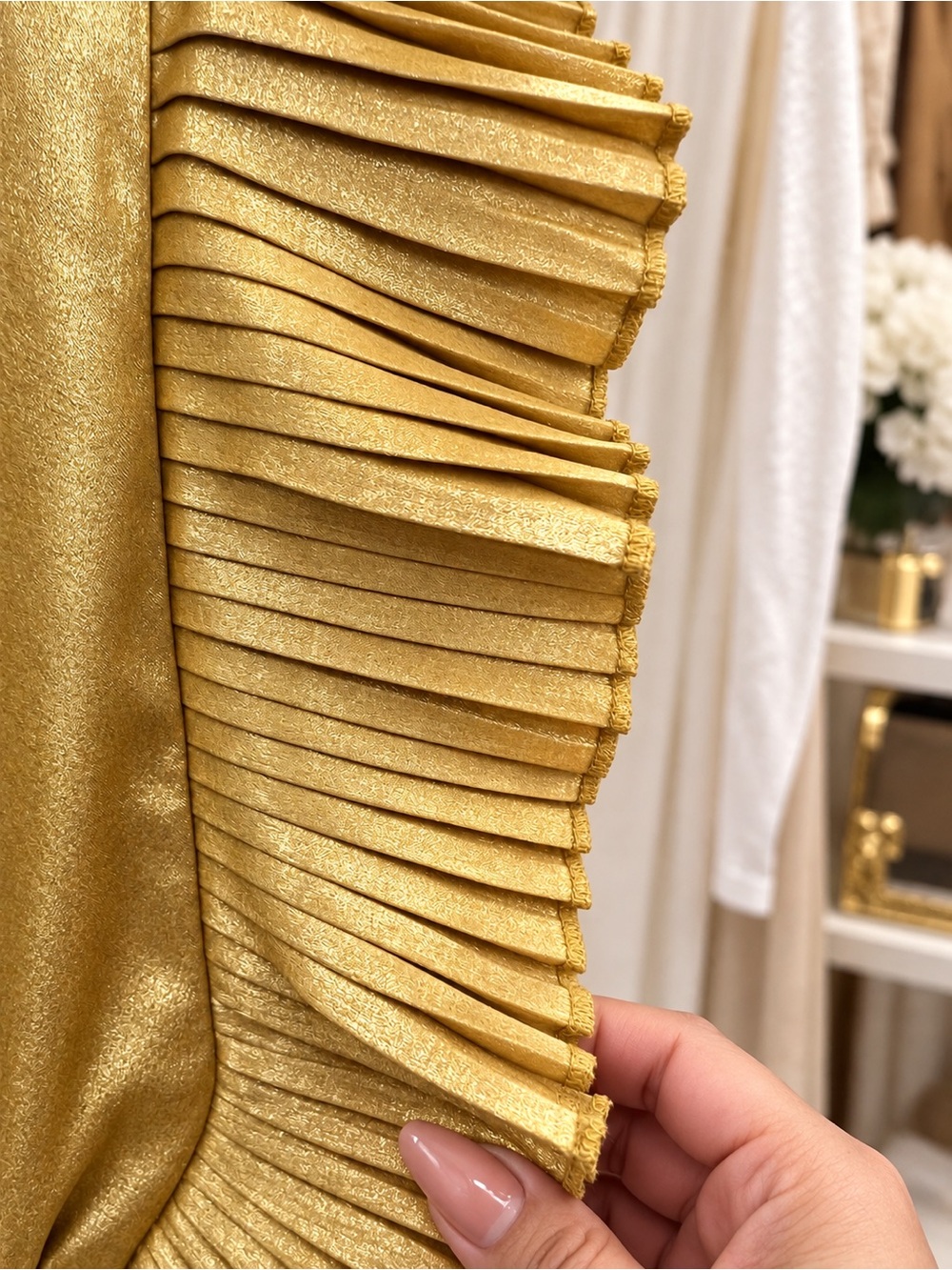 TCEC Metallic Gold Ruffle Mini Dress - Picture 3 of 3